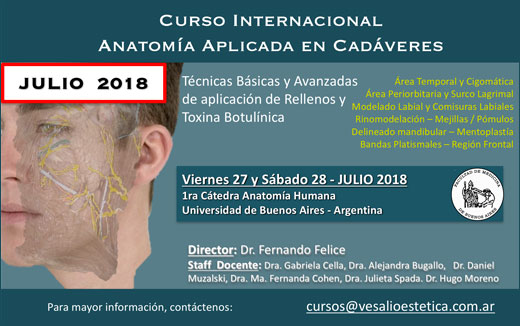 Curso Internacional Anatomía Aplicada en Cadáveres: técnicas básicas y avanzadas de aplicación de rellenos faciales y toxina botulínica